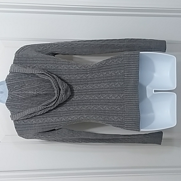 Aeropostale Gray Cable Knit Hooded Sweater - Picture 4 of 5